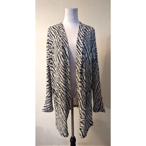 New By Design sz XL Open Front Cardigan Knit Sweater jacket zebra print 2425